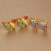 Модные красочные серьги-гвоздики с кубическим цирконием и бабочкой для женщин, корейские серьги-гвоздики для пирсинга хряща, минималистичные ювелирные изделия