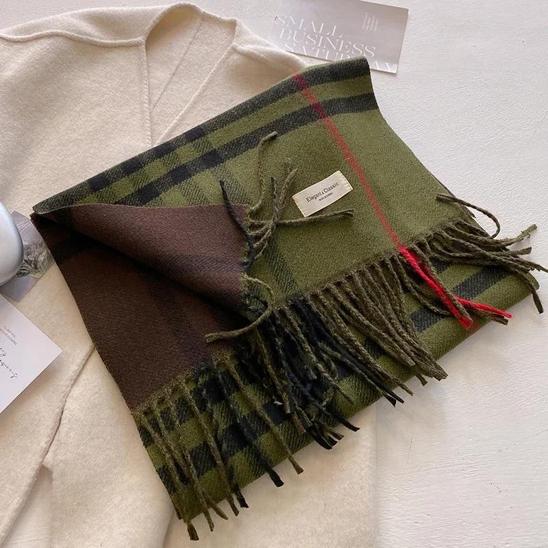 New Autumn Winter Fashion Cashmere Plaid Design Scarf Men Women Warm Thickening Shawl Neckerchief Scarves Bufanda Tassel 2025
