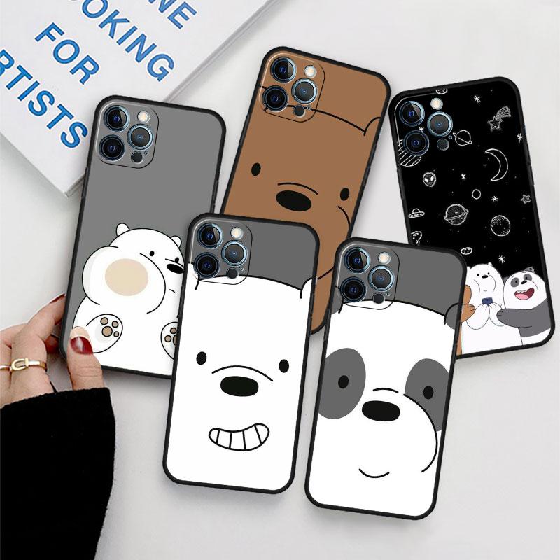 Чехол Funda для Apple iPhone 14 11 13 7 12 Pro 7 XR XS Max 8 Plus 6 14Pro 13Mini черный мягкий чехол для телефона We Bare Bears Cartoon