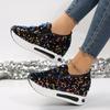 Women's Summer Autumn Lace Mesh Sequins White Shoes Casual Slip-on High Heels Loafers Flatform Soles Women's Shoes