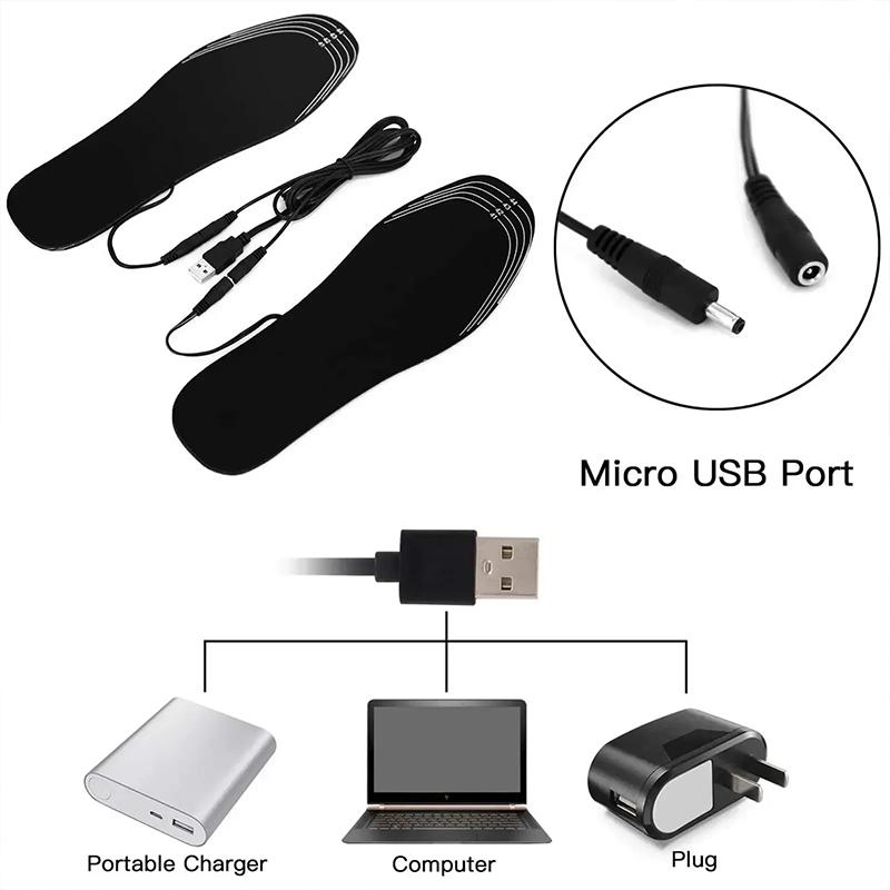 Зимние виды спорта на открытом воздухе Нагревающая стелька Зимние теплые USB-стельки с подогревом Обувь Электрическая грелка для ног Грелка для ног Носок Подушечка Коврик