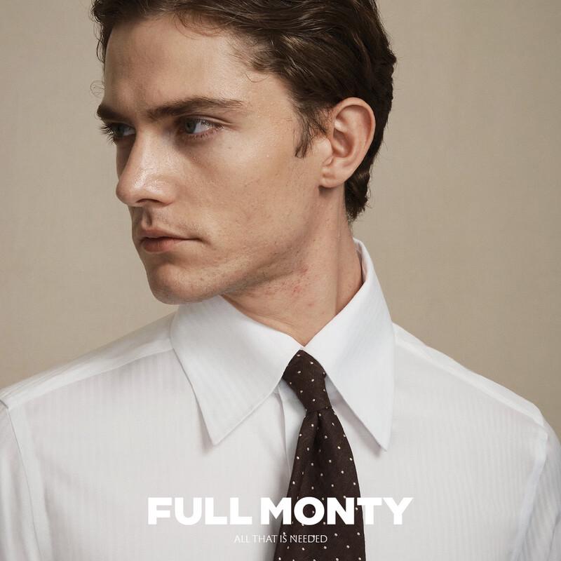 FULL MONTY Men's DP Wrinkle-Free Pure Cotton Business Formal Long Sleeve Shirt