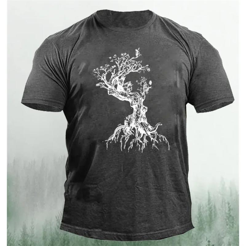 Винтажные футболки с 3D-принтом в виде дерева, свободные, оверсайз, модные, спортивные топы, уличные, повседневные мужские футболки