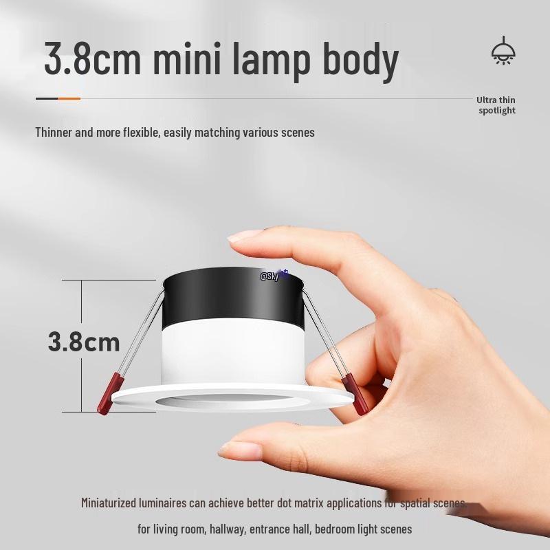 2-Inch Round Recessed Downlight, 56.5cm Opening, 35.5cm Small Ceiling Light, Home Mini