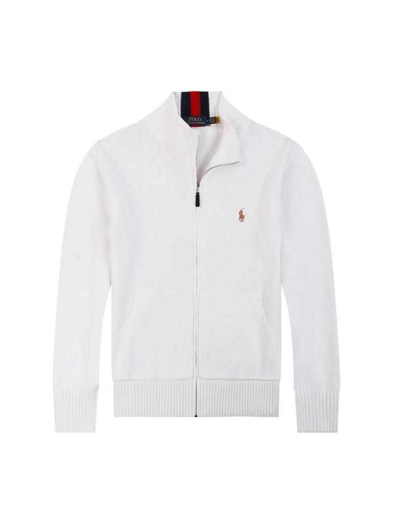 Men's Slim Fit Stand Collar Cardigan Sweater with Small Horse Logo - Spring & Autumn Long Sleeve Knitwear