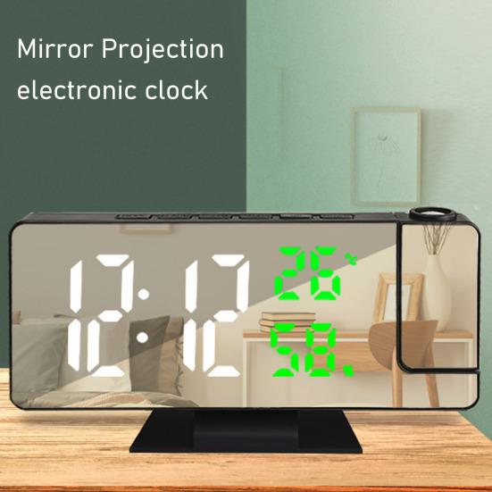 Светодиодный цифровой будильник с большим экраном, многоцелевой проектор в формате 12/24 часа, потолочные часы с дисплеем времени и температуры