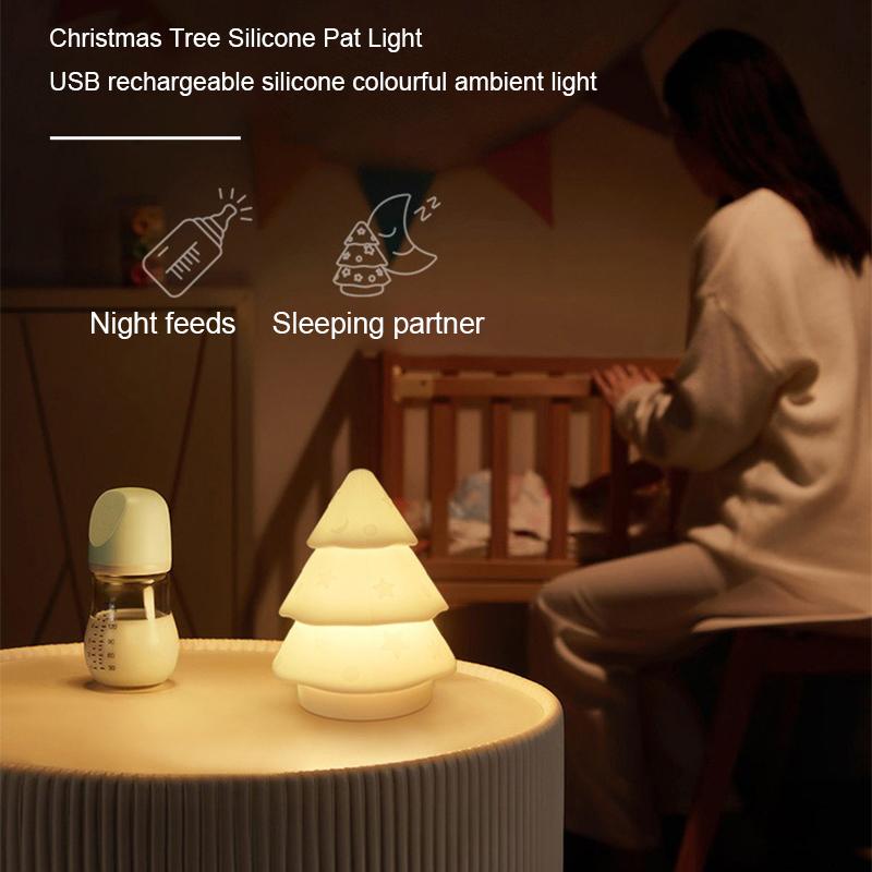 Christmas Tree Silicone Night Light Bedroom USB Atmosphere Night Lamp Living Room Desktop Decoration Creative Cartoon Table Lamp