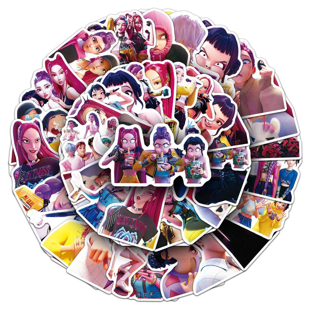 50 Demon Hunters KPOP Stickers: Anime Movie Waterproof Phone Case Decals