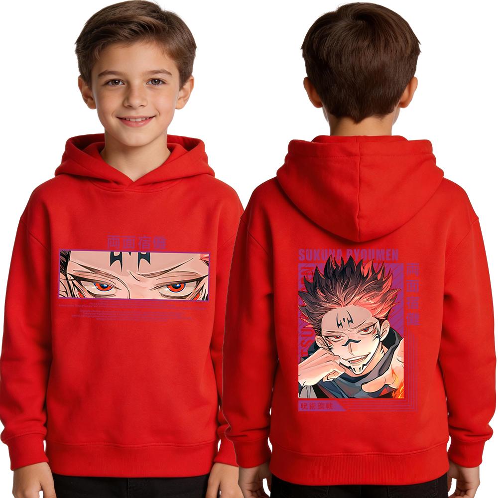 Худи с принтом Jujutsu Kaisen Рёмен Сукуна Аниме Пуловер для мальчиков с длинным рукавом Повседневная уличная одежда Топ