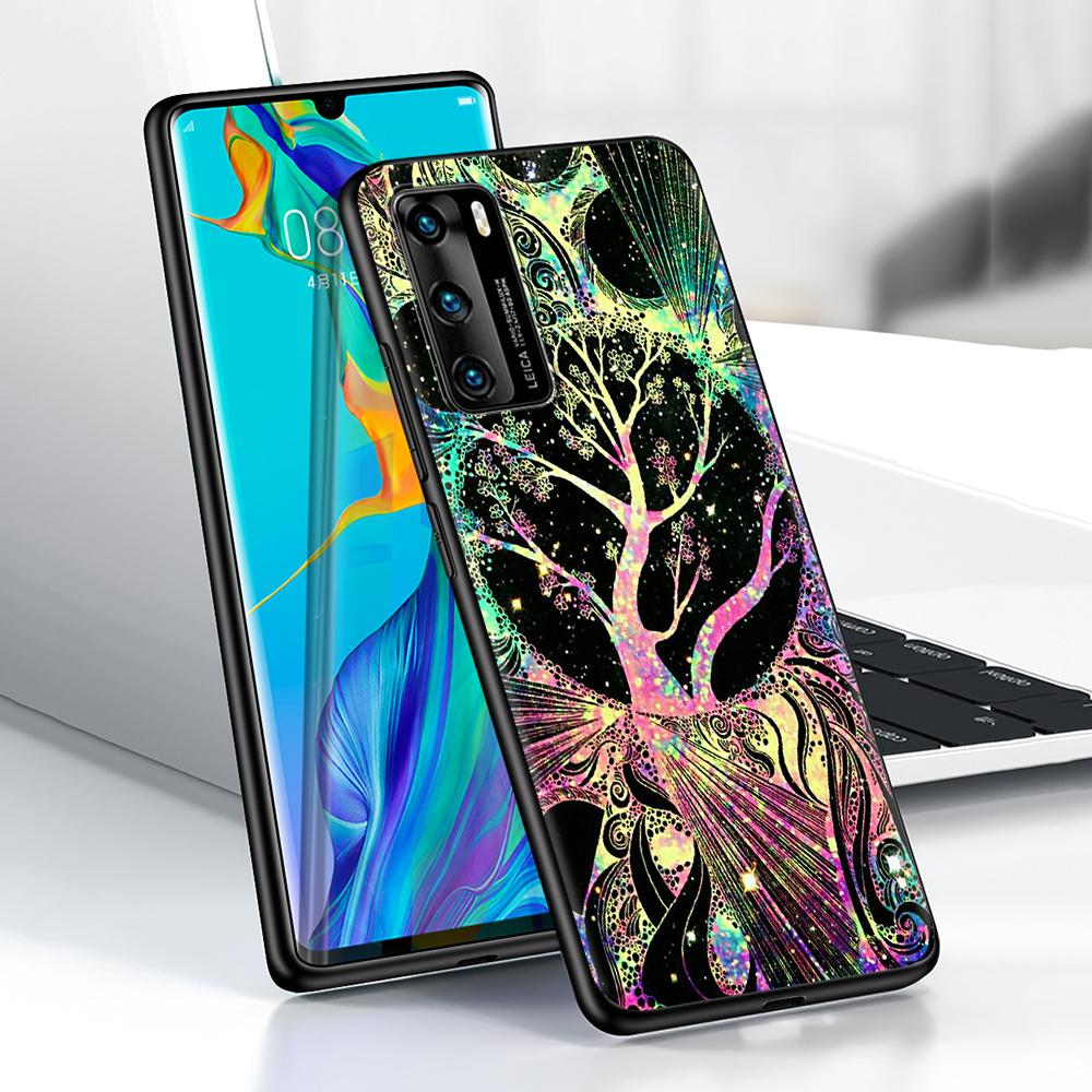 Чехол с изображением подсолнуха Мандала для Huawei P30 P Smart Z P40 Lite E P20 Y7 Y9 2019 Honor 8X Play 9A 50 20 9X Pro, черный мягкий чехол для телефона