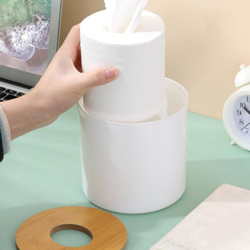 Roll Tissue Box Holder Innovative Modern Concise Large Space Round Tissue Toilet Paper Dispenser for Bathroom Living Room White