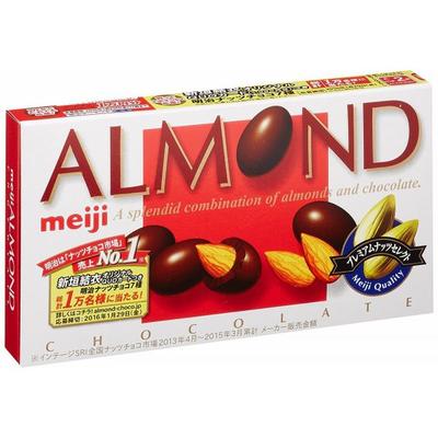 MEIJI Almond Chocolate — японский молочный шоколад с цельным жареным миндалём, 79 г