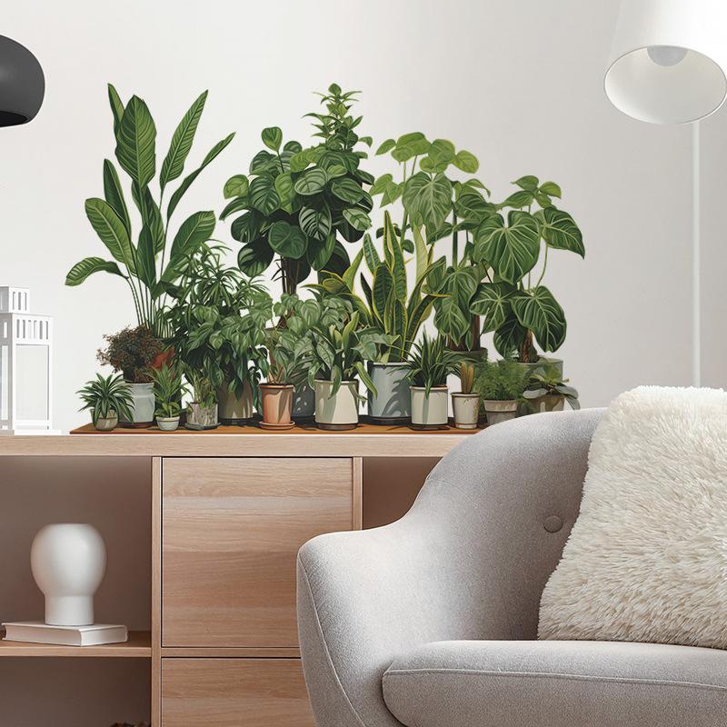 Fun-c1 тропический зеленый горшок для растений черепаха задний лист спальня гостиная украшение стены украшение наклейка на стену