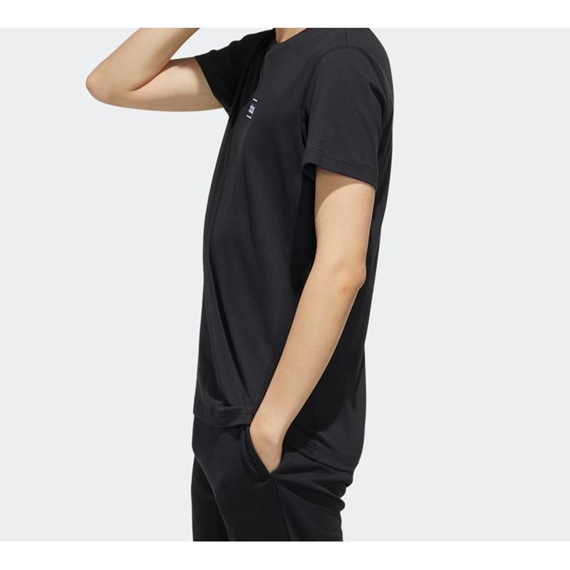 adidas neo M C Tee Sports Round Neck Short Sleeve Black Men's FP7467