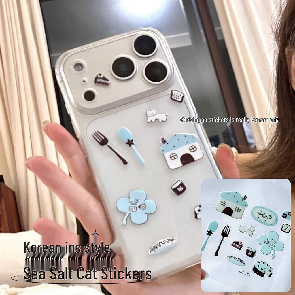 Korean Sea Salt Cat Jelly Stickers: Chic Girly DIY Phone Case & Journal Decor