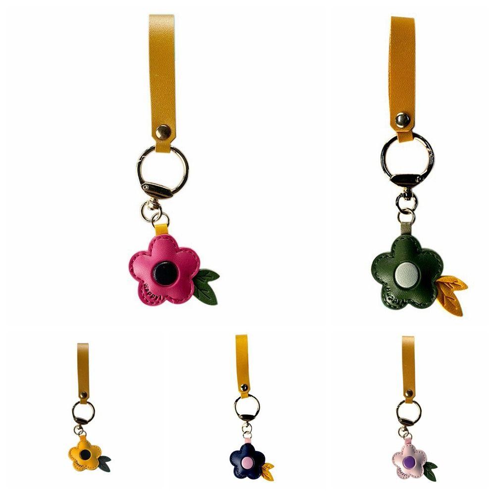 Multi-color Flower Keychain Tassels Flower Bag Pendant Cute PU Leather Key Ring  Couple