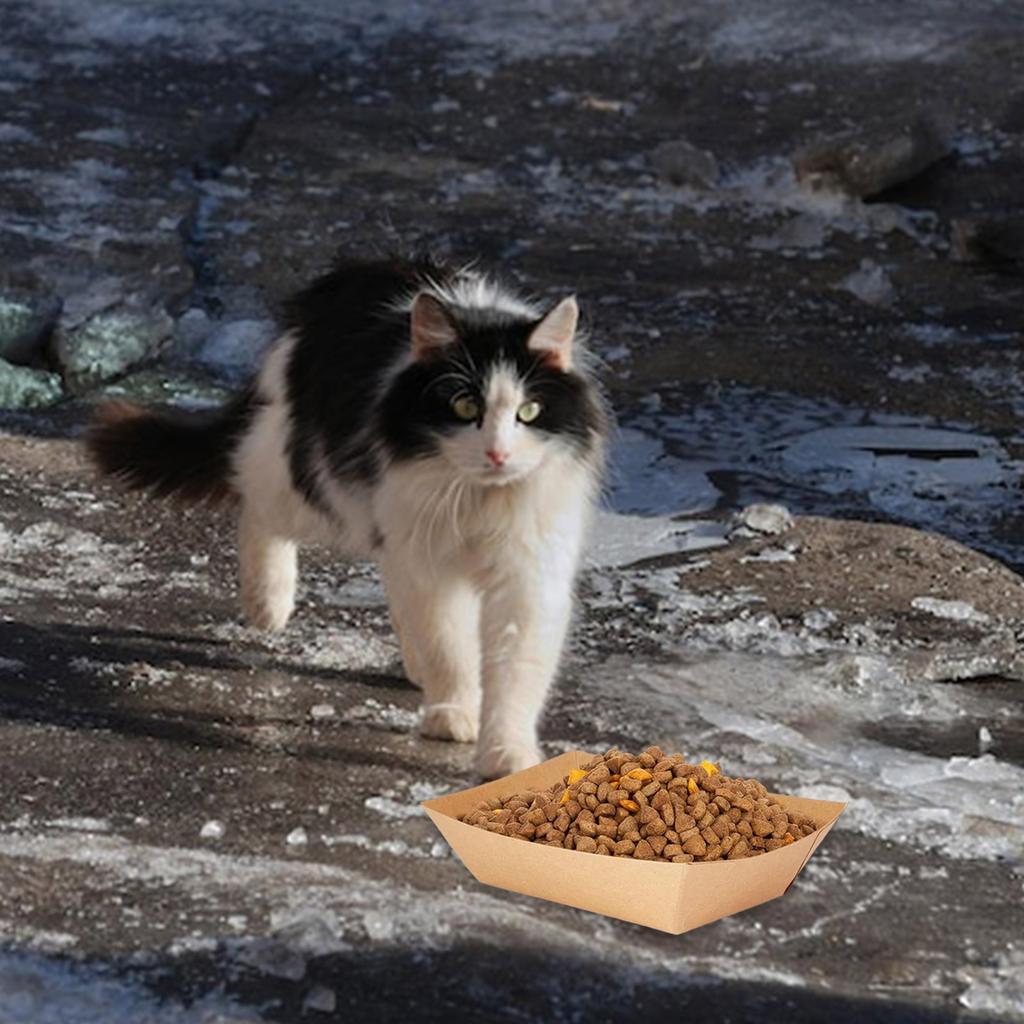 50 шт. Крафт-бумажная одноразовая миска для кормления домашних животных, герметичный дизайн, тарелка-кормушка для мелких пород и кошек, для путешествий