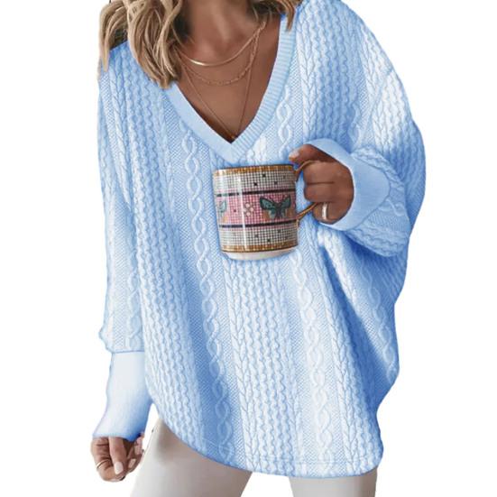 Женский осенне-зимний повседневный свитер с v-образным вырезом и длинным рукавом, сплошной цвет, свободный крой, вязаный пуловер, джемпер