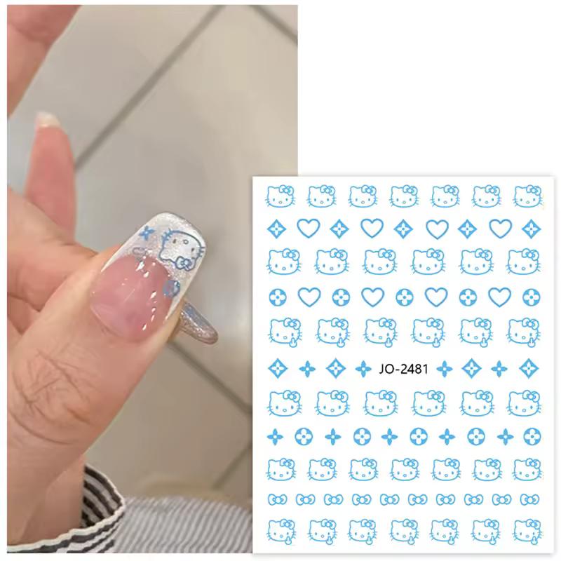 5 шт. мультяшные наклейки для ногтей Kt Cat для женщин и девочек, милые наклейки для украшения ногтей, модные милые наклейки для подарков на праздники