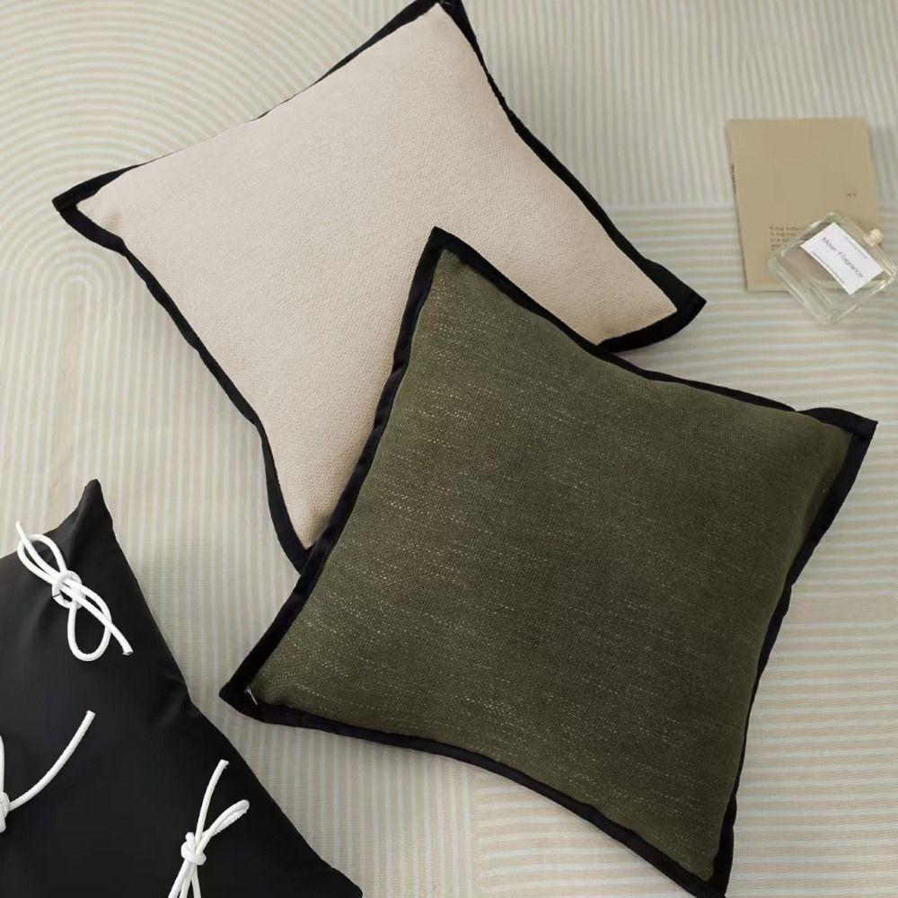 Cotton Linen Cushion Cover Retro Waist Pillow Cover Durable French Medieval Style Pillowcase Hotel