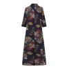 ZANZEA Women Casual Turn Down Collar Loose 3/4 Sleeve Print Long Dress
