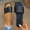 New Flat Sandals for Women, Simple and Casual Style, Large Size Solid Color One Word Slippers for Women