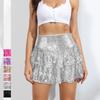 Юбка с пайетками для малышек, женская осенняя сексуальная короткая юбка с блестками, однотонная плиссированная юбка