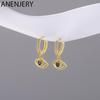 Micro Zircon Eyes Hoop Earrings Female Light Luxury Shiny Golden Earrings