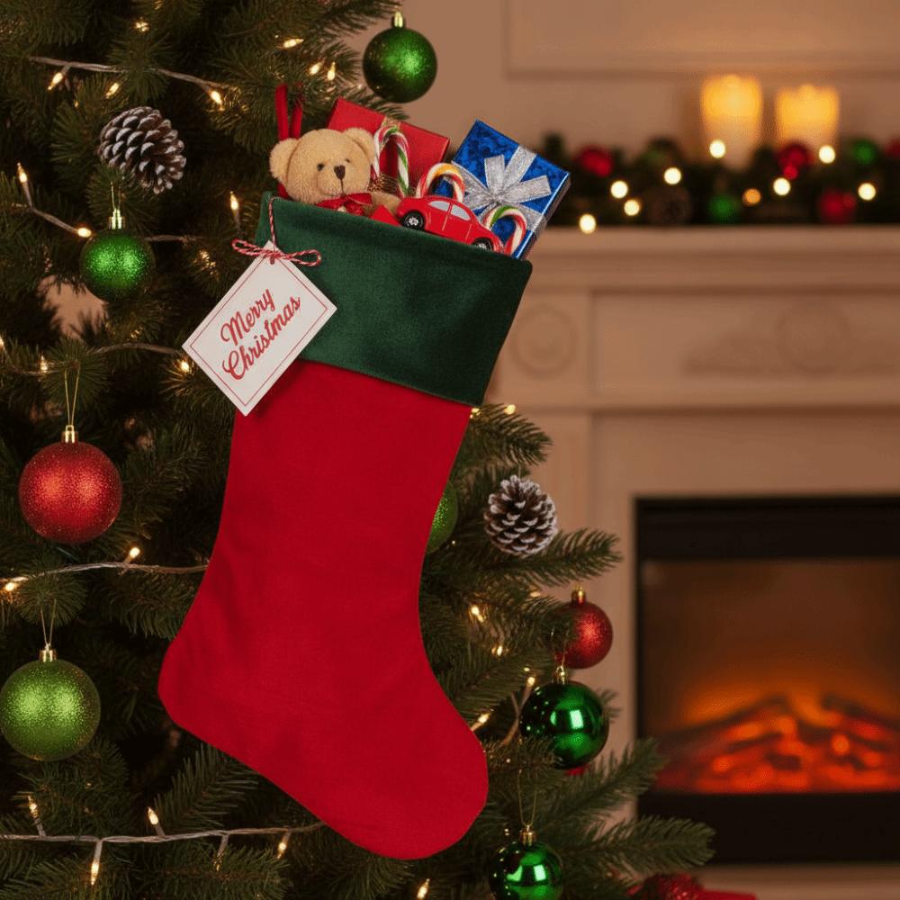 Plush Velvet Christmas Stocking Refillable Christmas Tree Hanging Socks Banquet