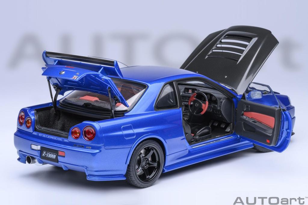 AUTOart NISMO R34 Bayside Black Капот 1/18 GT-R Z-tune Синий/Углерод (Готовая модель)