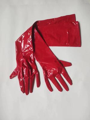 Новые женские блестящие перчатки унисекс из искусственной кожи, черные длинные перчатки, мужские латексные фетиш-перчатки из лакированной кожи, перчатки до локтя с полными пальцами, аксессуар для косплея