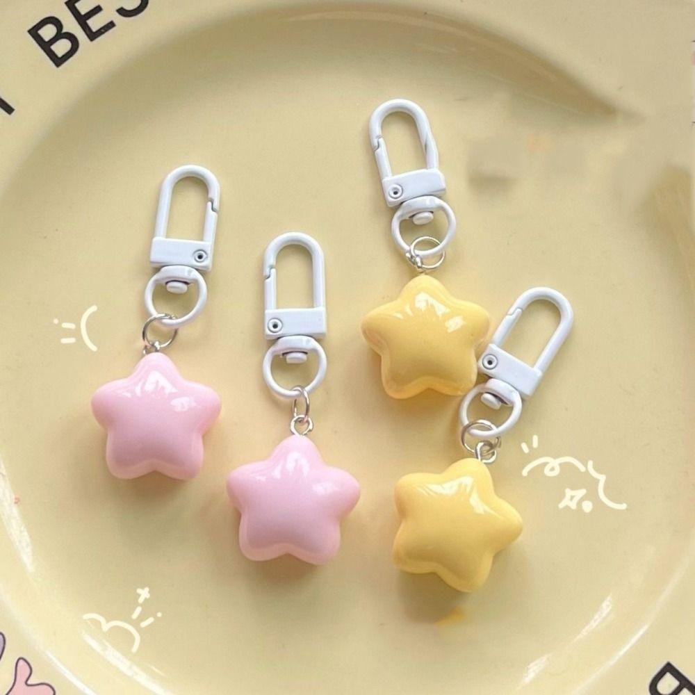 Chubby Chubby Milk Yellow Star Keychain Pentagram Yellow Pink Stars Keychain   Birthday Gifts