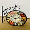 Double Sided Station Wall Clock Nautical Black Iron Dia Retro Double Sided Station Railway Wall Clock 25.4 Cm