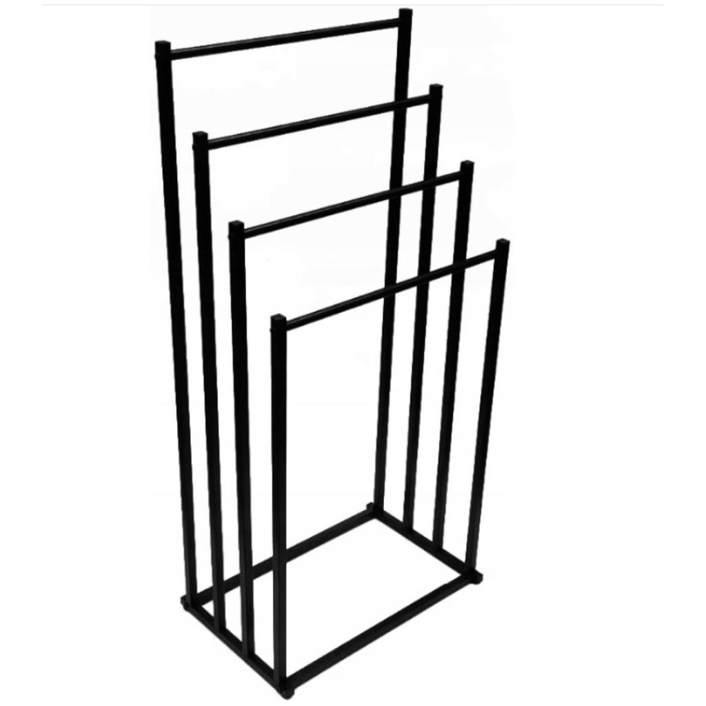 Bathroom stand with 4 arms, loft style, black hanger, metal loft holder