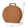 Имитация плетеной корзины для хранения, винтажный круглый ротанговый плетеный чемодан, ящик для хранения с ручкой для
