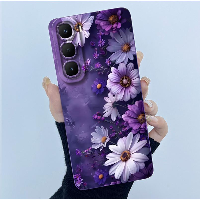Чехол для Infinix Hot 60 Pro Plus Модный Простой Цветок Жидкий Силикон Защита Камеры Чехол Для Infinix Hot 60 Pro+ Capa