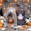 1/2/4/5Pcs Pocket Hug Ghost with Positive Card Emotional Support Ghost Token Mini Halloween Cartoon Ghost Statue Inspirational Gift