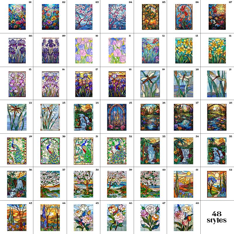 Европейский стиль масляной живописи искусство конфиденциальности оконная пленка статическая клейкая виниловая ретро-пленка для витражей дома ванная комната декор наклейки