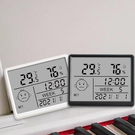 Магнитные цифровые часы с термометром влажности, ЖК-дисплей, высокая точность, термогигрометр, измеритель влажности и температуры в помещении