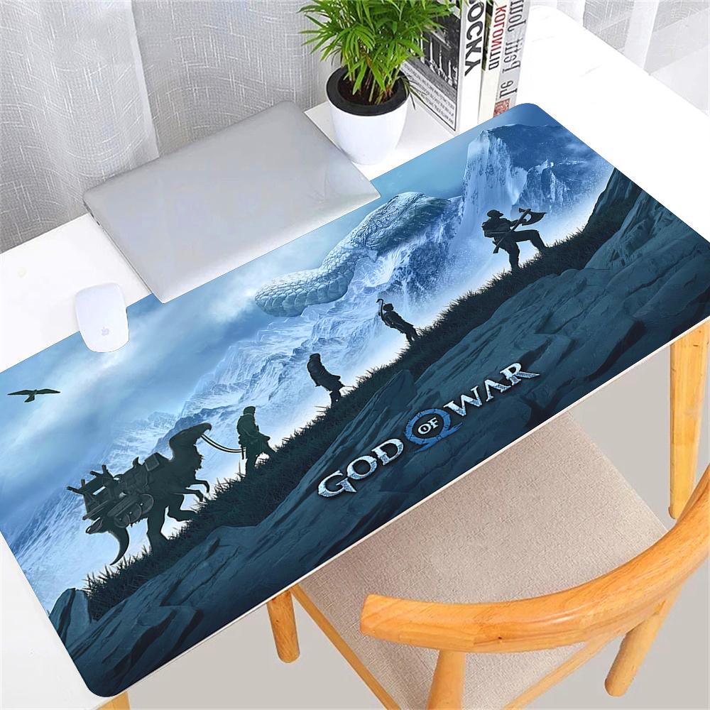 Large Game God of War Mousepad XL Desktop Natural Rubber Desk Mat Kawaii Gaming Accessories Students Writing Pad Desk Mat 80x30