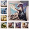 Cartoon Animal Print Pillowcase Dragon Pattern Cushion Cover Decorative Car Sofa Home Living Room Pillowcase