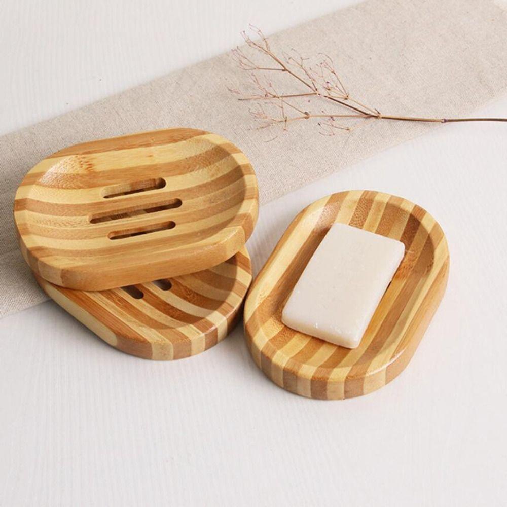 Square Drainer Bamboo Soap Holder Durable Soap Tray Home