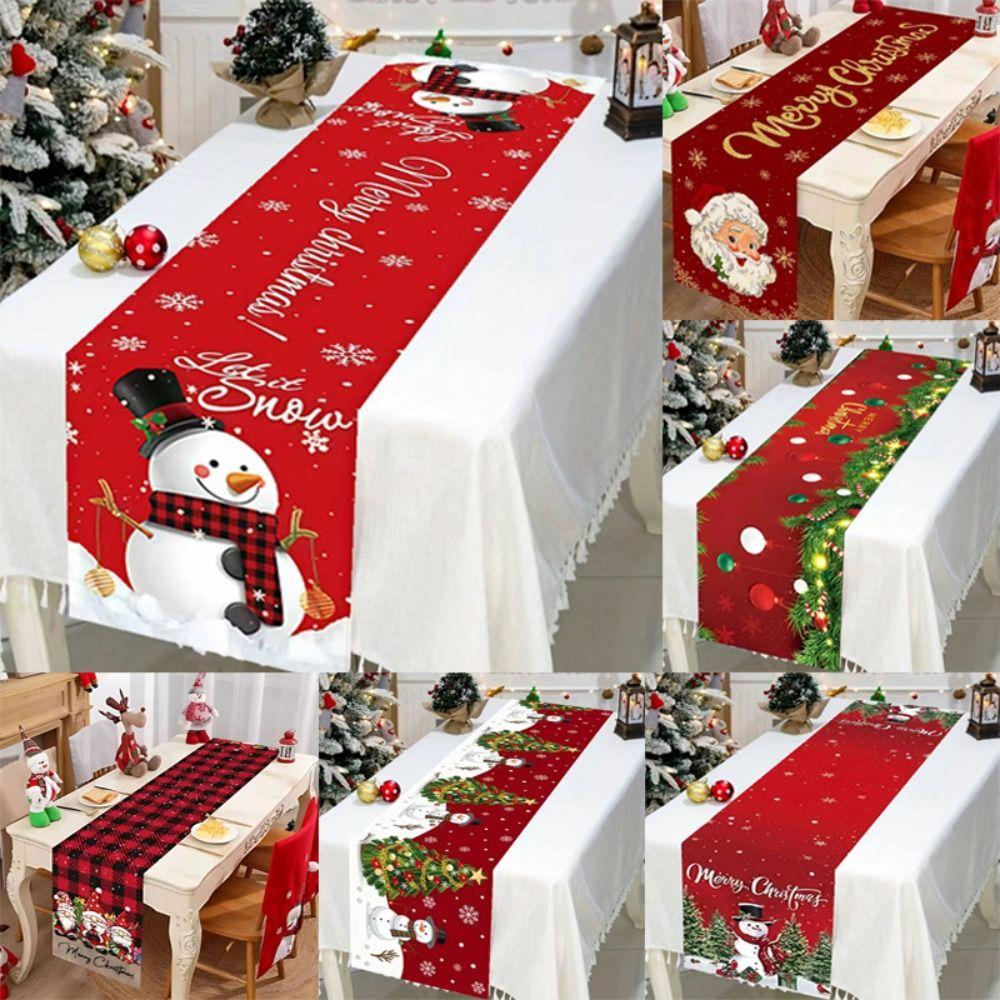 Snowman Christmas Table Runner Elk Merry Christmas Decorations New Christmas Tablecloth  Home Decor