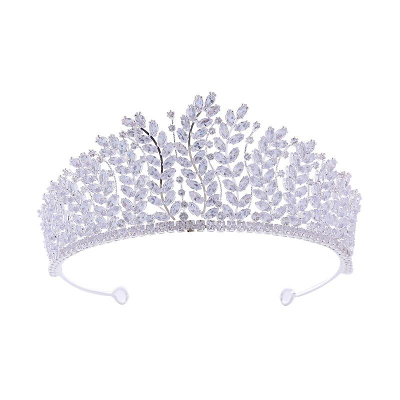 Свадебная корона Роскошная ручная работа Цирконовая корона принцессы Тиара Аксессуары для волос Зимняя повязка на голову