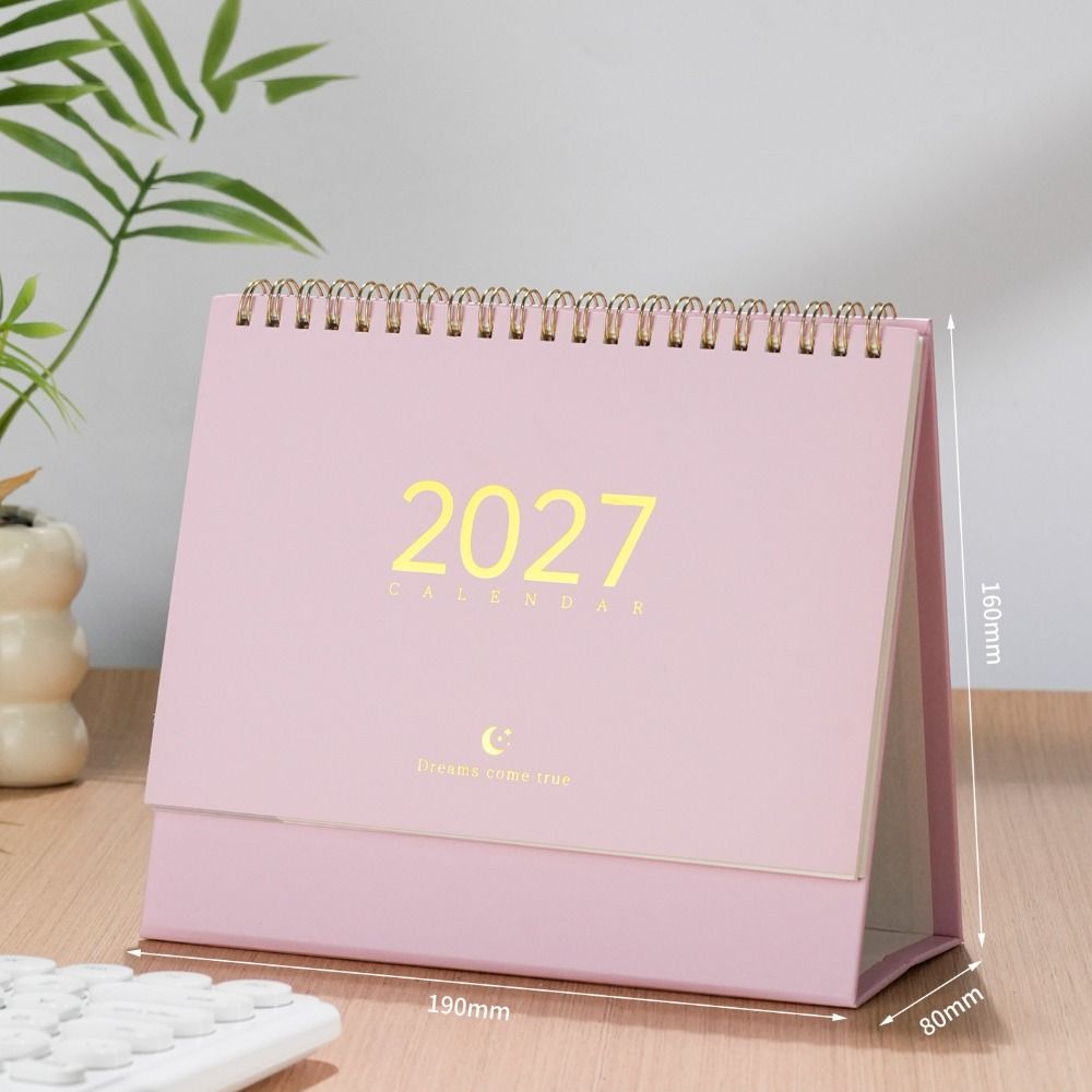 Paper 2027 Desk Calendar Spiral Binding Flip Calendar Durable Academic Planner Office Desk