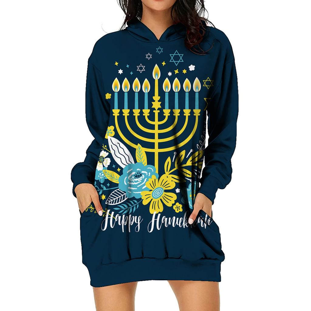 (радость выбирать)Женский повседневный пуловер с принтом, толстовка с длинным рукавом, платье с капюшоном и карманом