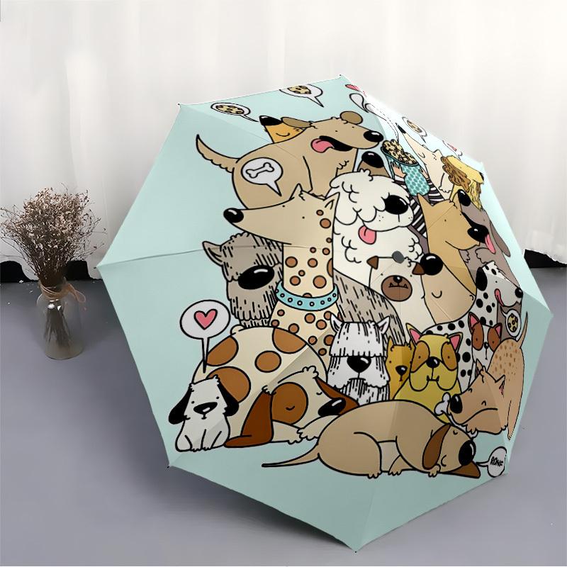 1pc Dogs Cute Fashionable Auto Opening/Closing Folding Umbrella with 8 Bones, Windproof Portable, Daily Use306