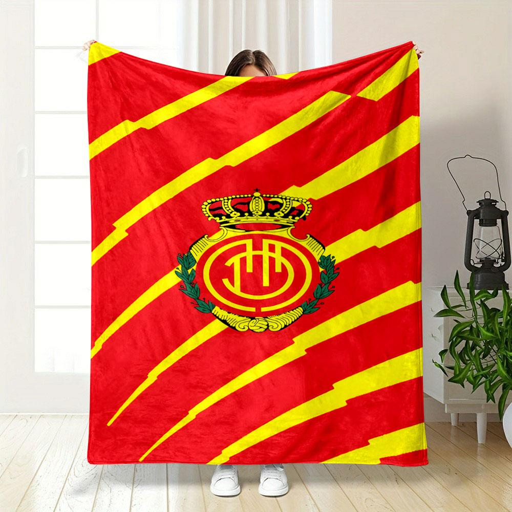 Red and Yellow Royal Emblem Design Patterned blanket, flannel, suitable for all seasons, home decor, warm and cozy