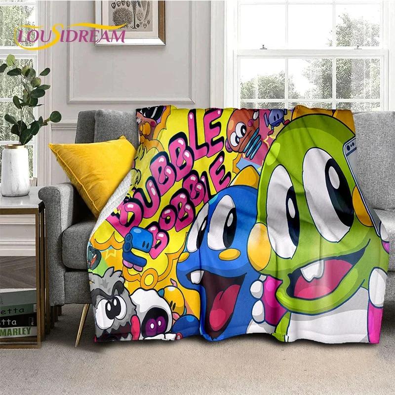 Мультяшный Bubble Bobble Puzzle Bobble Retro Game Мягкое фланелевое одеяло для кроватей, спальни, дивана, пикника, плед для отдыха на открытом воздухе