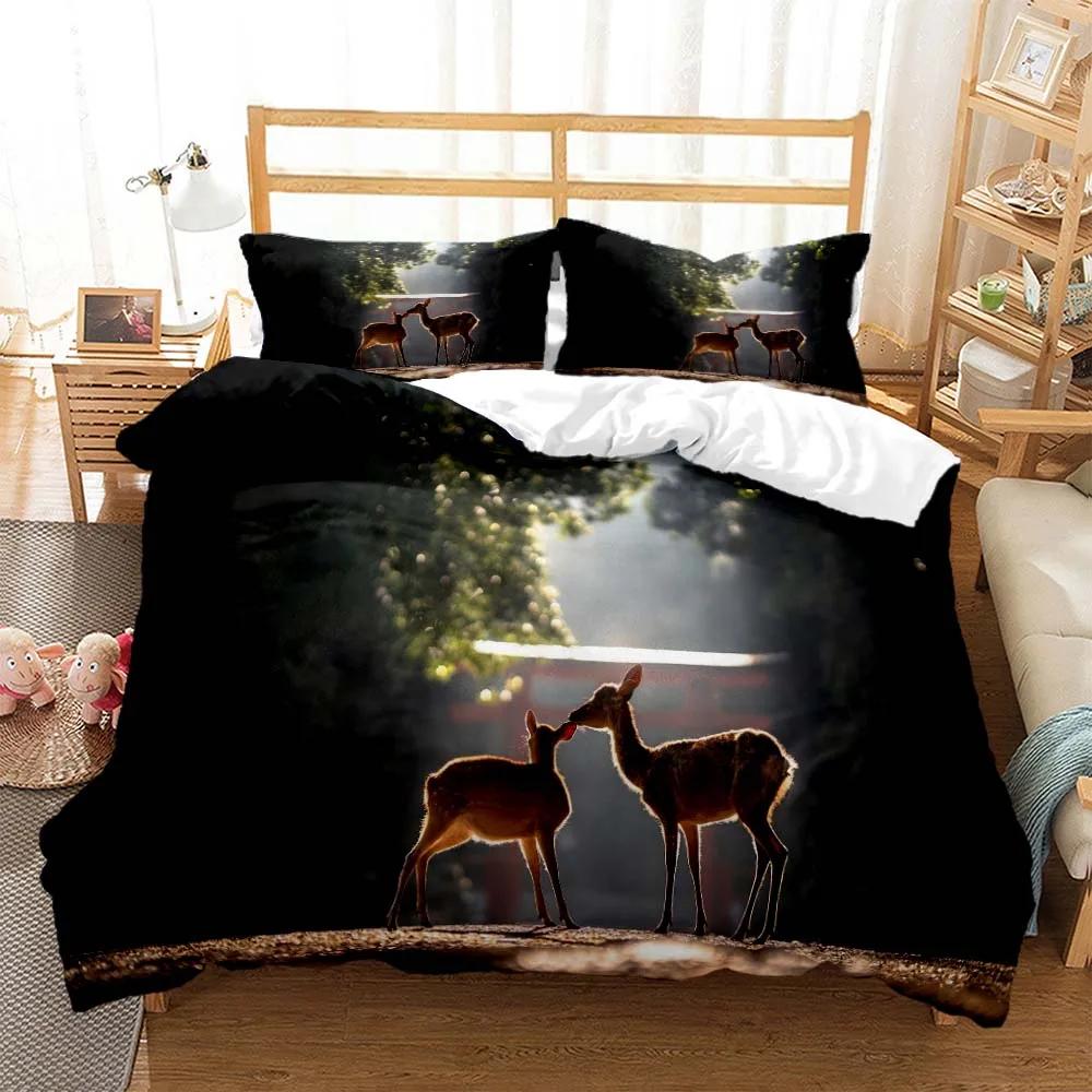 Milu Deer 3D Print Bedding Set Cozy Duvet Cover King Queen Twin Single Size Birthday Gift Boy Kid Bedroom Decoration